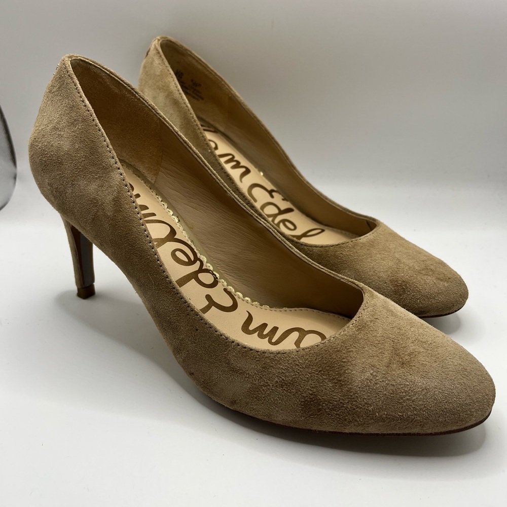 Sam Edelman Suede Elise Pumps Heels Tan Oatmeal Size 5